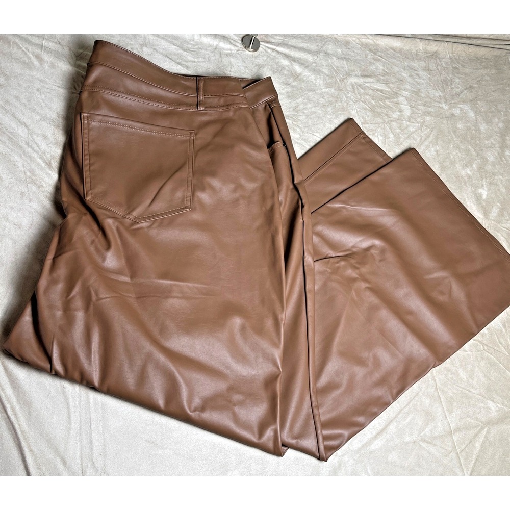 Wild Fable Brown Faux Leather Low-Rise Flare Pants size 24 NEW - Picture 4 of 4